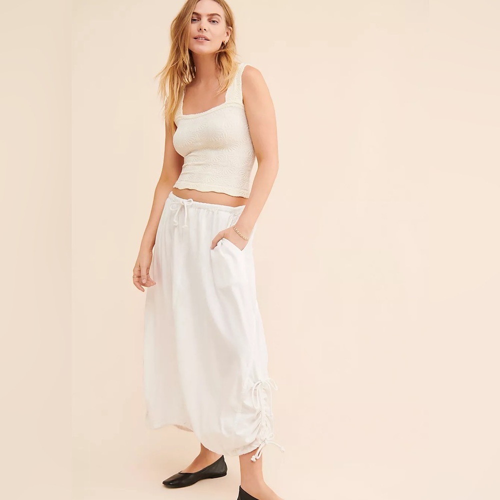 Free People White Revolve Perfect Parachute Maxi Skirt NWOT